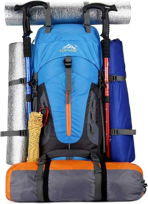 Plecak Turystyczny OPETDO Alpinizm Wspinaczka Trekking Niebieski 70L