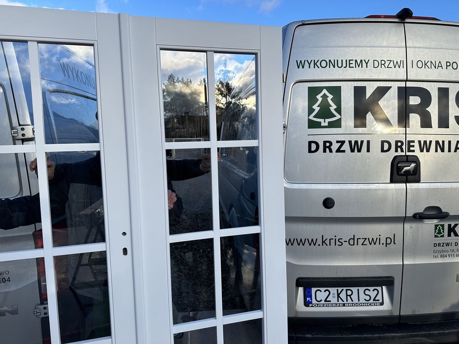 Drzwi dwuskrzydłowe drewniane OD RĘKI białe Nietypowe Cała Polska i UE