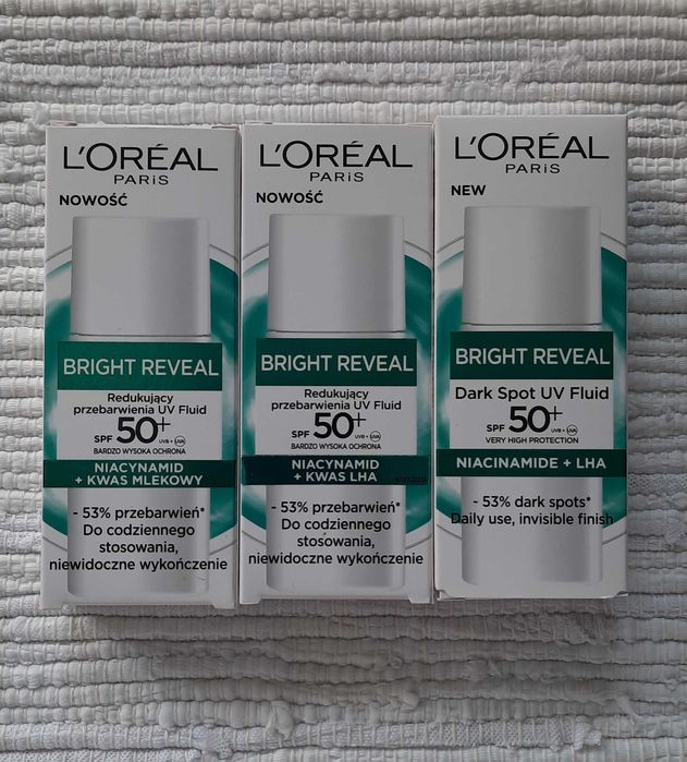 Zestaw 3x L'oreal redukujący przebarwienia uv fluid z spf50+