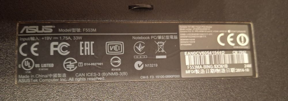 Portátil computador ASUS F553M