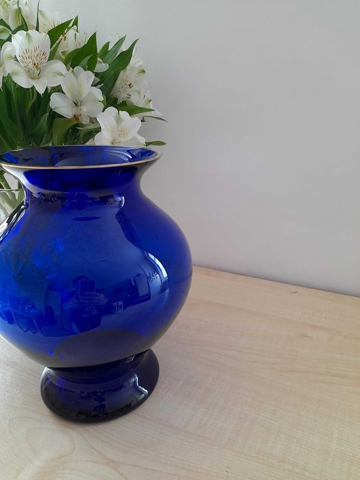 Wazony kobaltowy Lucka Glass DDR