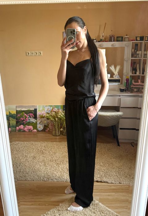 Топ Mon Blanche + шовкові штани S-M