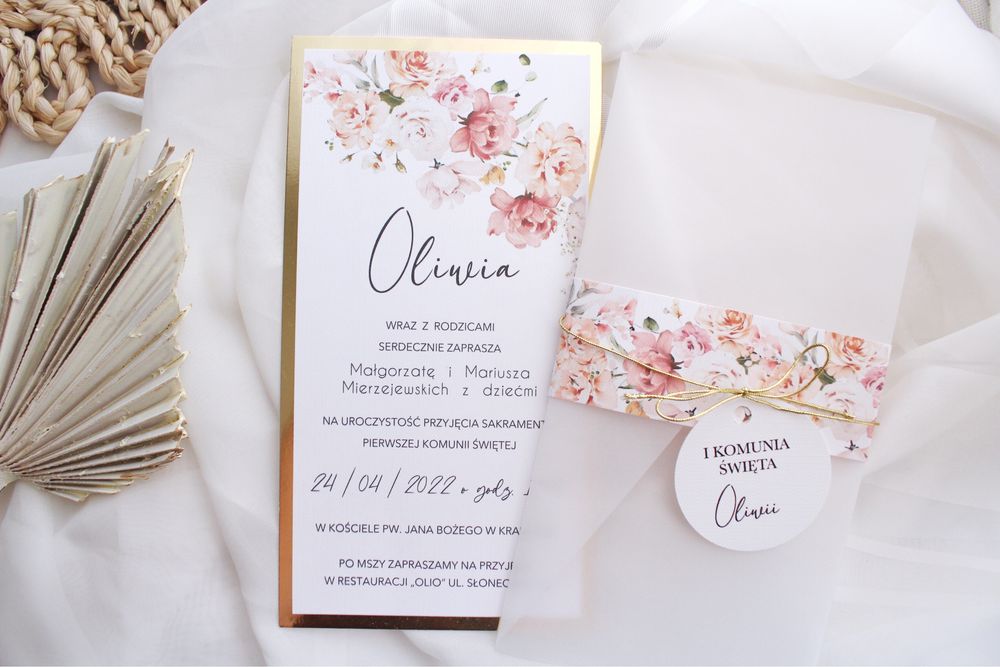 Zaproszenia na chrzest chrzciny komunię komunijne