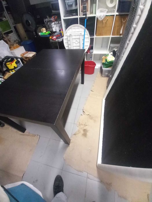 Mesa extensível IKEA BURS castanho-escuro/preto – 140/220 x 90 cm