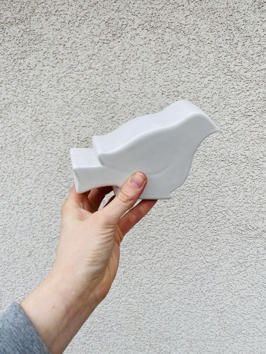 Ceramiczna figurka ptak biały dekoracja minimalizm ozdoba stojąca