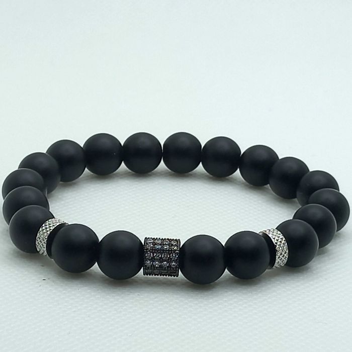 Natural black frosted matte bracelet for men.