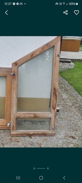 Okno drewniane trapezowe szyba prózniowa