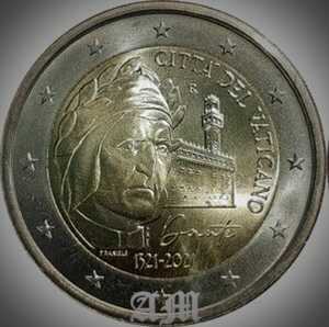 VATICANO - 2€ Moeda comemorativa 700 Anos da Morte de Dante  2021