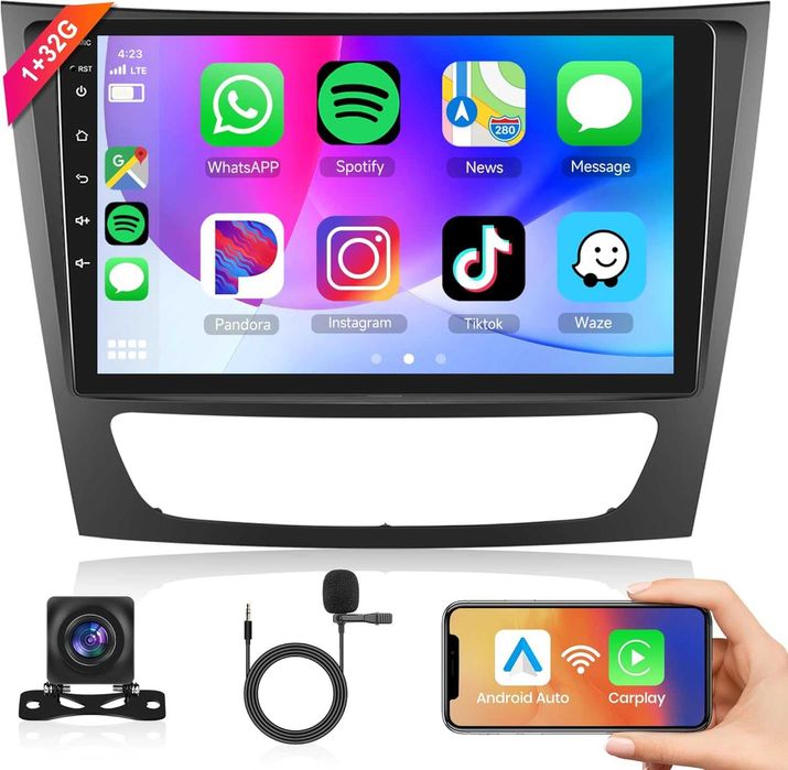 Radio Android 13 2DIN | Mercedes W211 / W219 / W209 / W463 | 9" | Wireless CarPlay / Android Auto