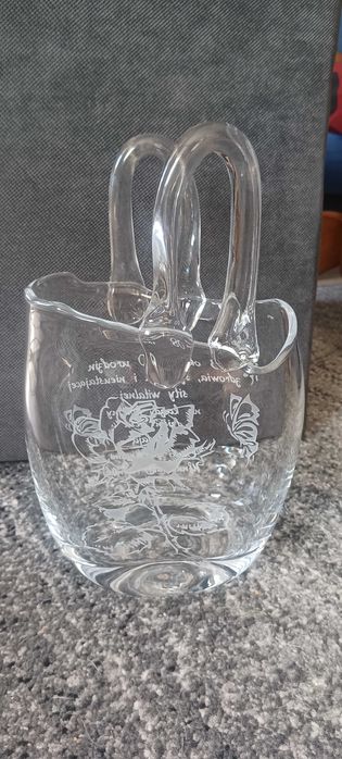 Szklany koszyk 80 urodziny z dedykacją