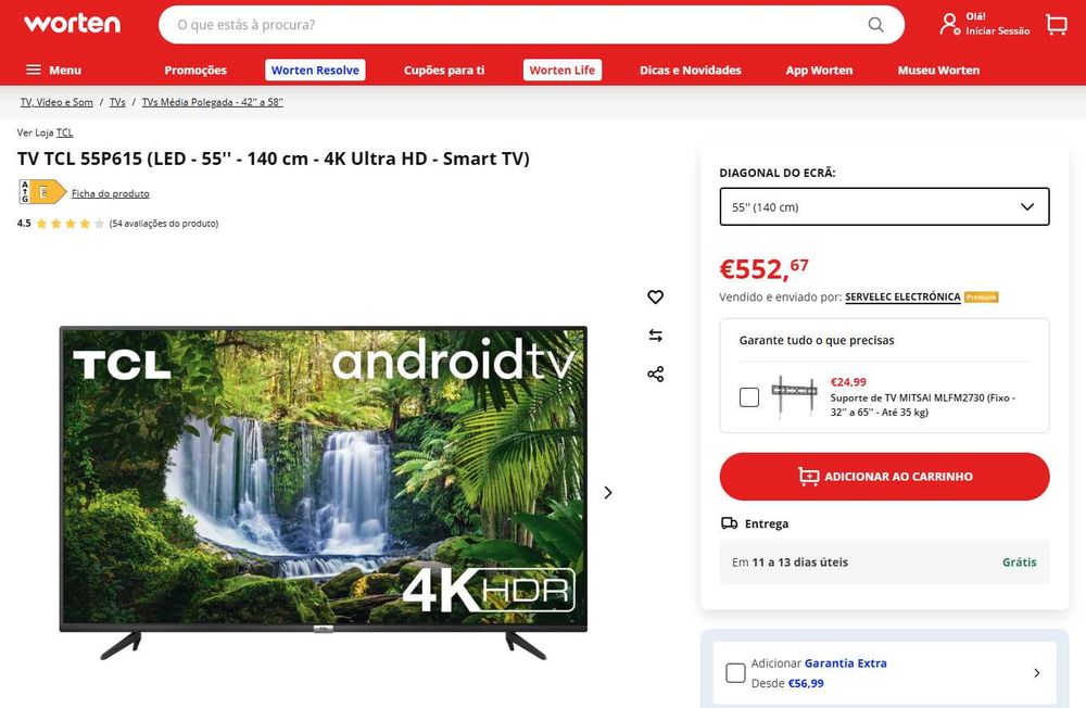 TCL Smart TV 55" LED 4K