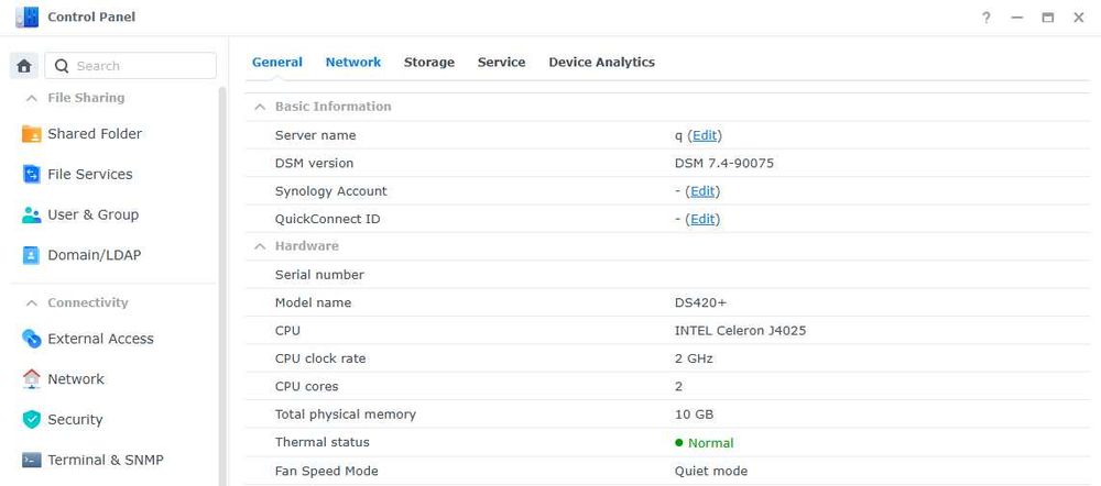 Synology DS420+ 10GB RAM (Intel CPU, Docker) DSM 7.4