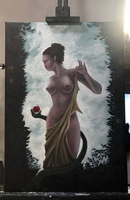 Pintura decorativa  em acrílico. Dimensões: 70x50 cm