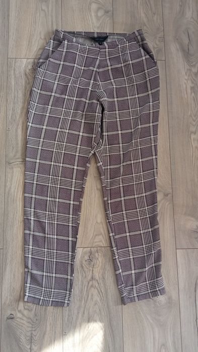 Spodnie damskie w kratkę S 36