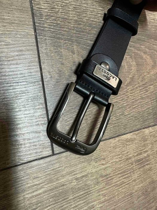 Lacoste Męski pasek firmowy, skóra naturalna, Francja 67-12