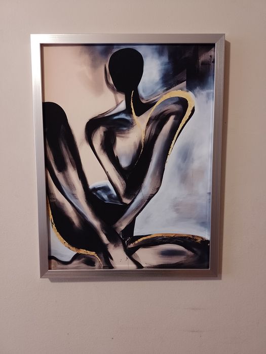 Obraz Nowoczesny na płótnie abstrakcja kobieta siedząca Rama 42x32cm