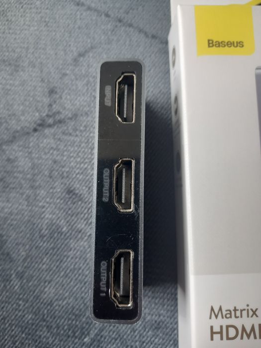 Baesus Rozdzielacz Sygnału Splitter Adapter Matrix,2xfull HDMI,4K 30Hz,Aluminium