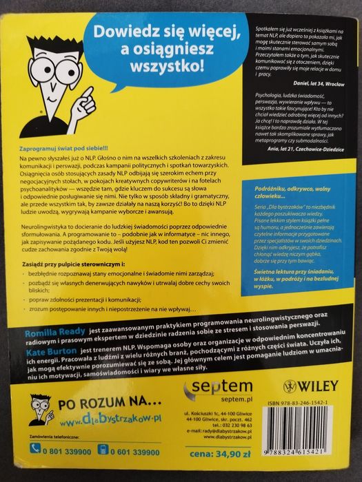 Książka NLP dla bystrzaków - Romilla Ready, Kate Burton