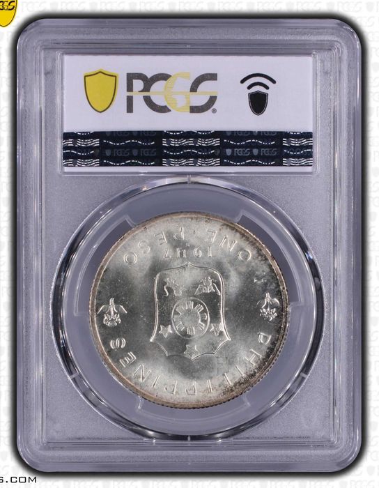 Moeda Prata 1947 Filipinas / USA Peso  PCGS MS66