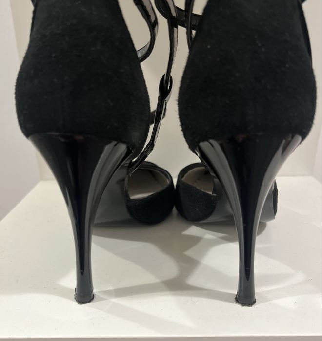 Lasocki Buty na obcasie, szpilki lakierowane z zamszem