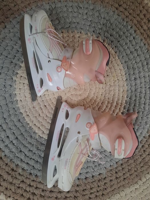 Łyżwy dziecięce regulowane BROYX + ochraniacze rozm. 34-37 dziewczynka