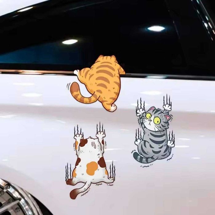 Naklejki na auto. Wesołe kotki na auto