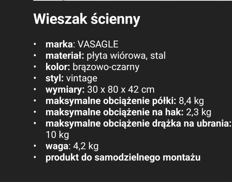 Wieszak ścienny z półka