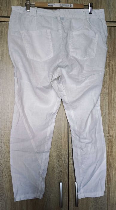 KappAhl białe spodnie lniane lekkie proste 40/42