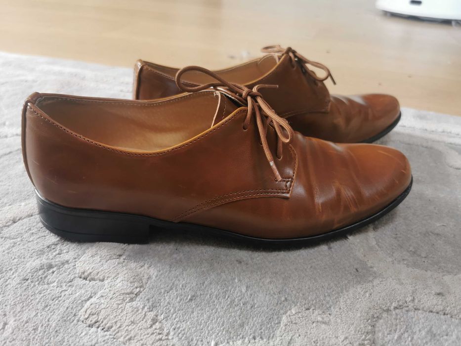 Komunijne Skórzane, brązowe, eleganckie buty r. 36