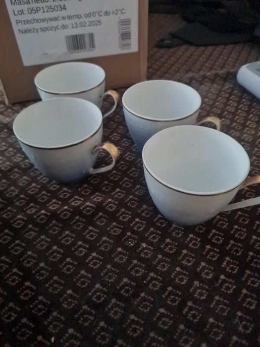 Filiżanki do kawy Ćmielów błękitne złote cztery