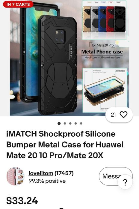 Чехол бампер I MATCH  для  Huawei mate 20 X