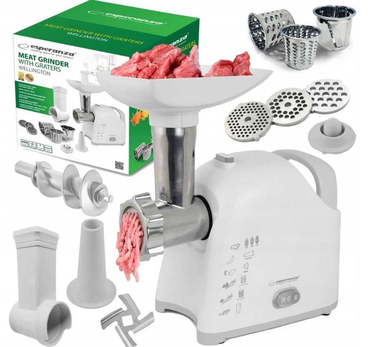 Maszynka do mielenia mięsa szatkownica Wellington 2200W 3sita, 3 bębny