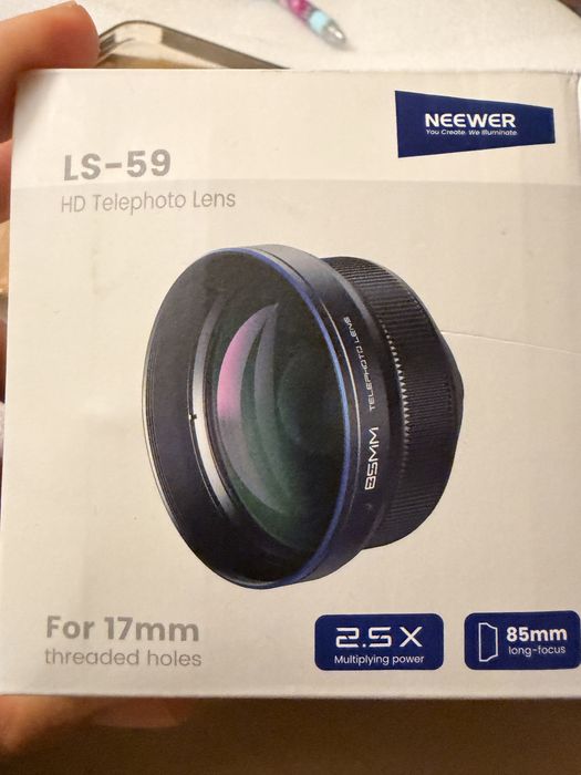 NEEWER LS-59 85mm 2.5X Teleobiektyw do telefonu z gwintem 17mm, obiektyw do aparatu kompatybilny z iPhone, Samsung, płytka montażowa SmallRig