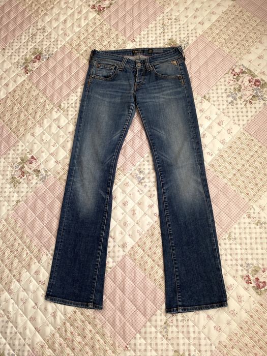 Szerokie jeansy flare niski stan S 36 replay premium vintage 90s 00s