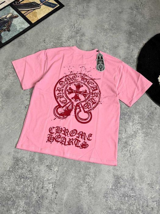 Рожева Футболка Chrome Hearts з бірками (Хром Хартс)