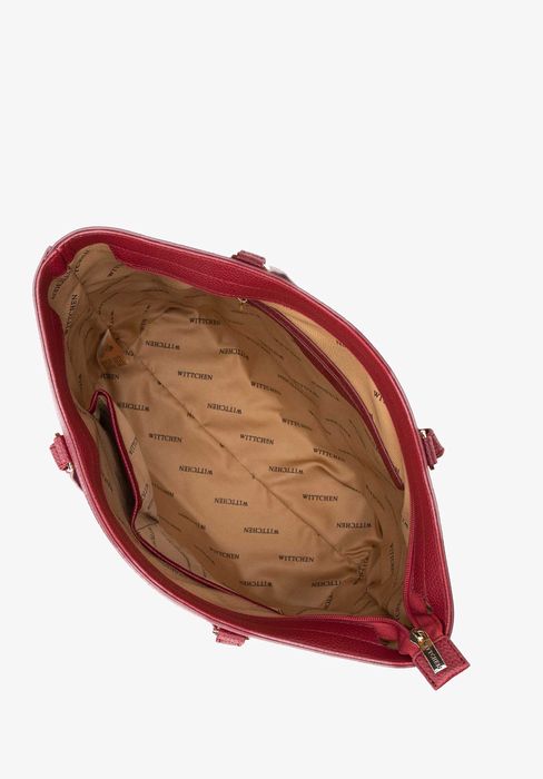 WITTCHEN Luksusowa TOREBKA shopper czerwona metalowe nożki