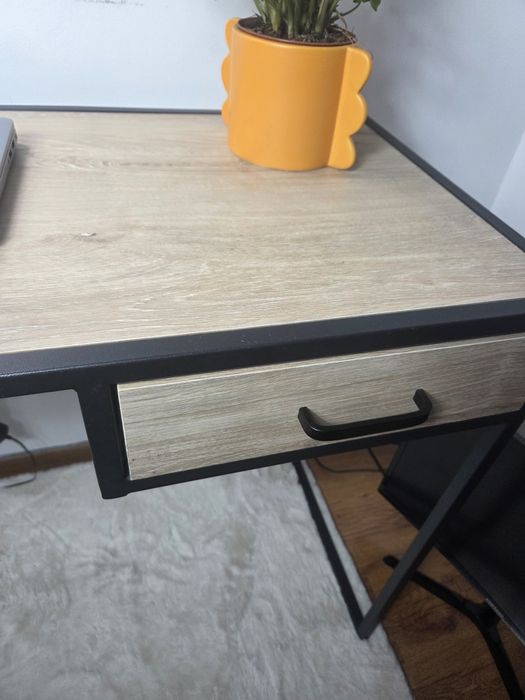 Biurko loftowe industrialne toaletka kolor dębowy z szufladą