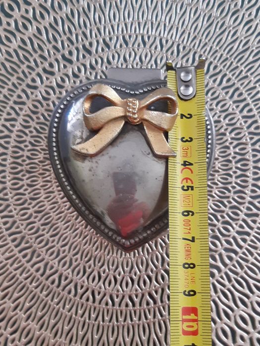 Serduszko otwierane,  mała szkatułka,  posrebrzana?  Plater?  Vintage