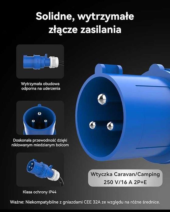 Ładowarka aut elektrycznych 3,7 kW, 6,5 m