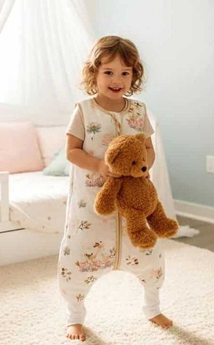 Śpiworek z nogawkami -SKARPETY- 1,5 tog rozmiar 68-80 wzór- Łabądki