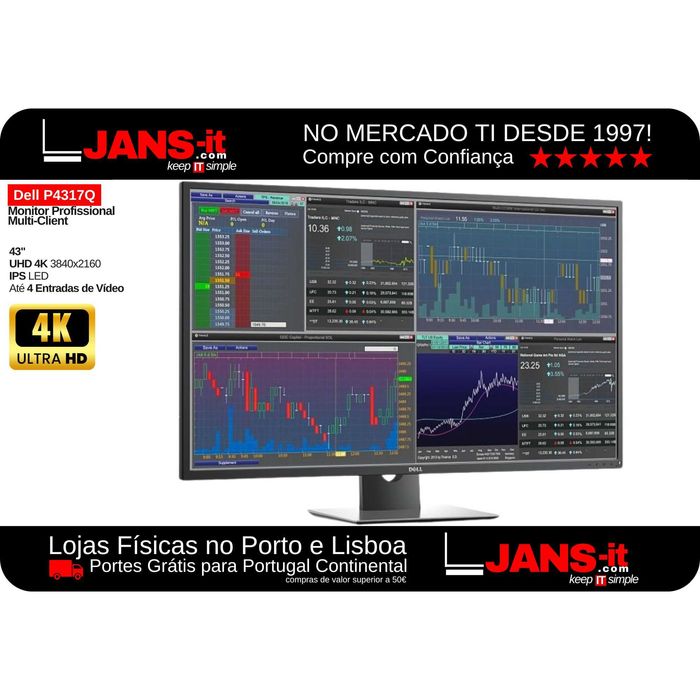 Dell P4317Q Monitor – Multi-Client 43" UltraHD 4K 3840x2160 IPS LED64730285097346121