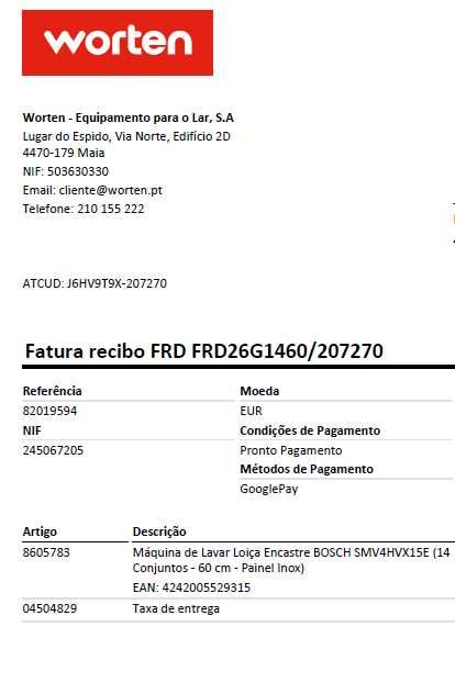 Máquina de lavar loiça de encastre BOSCH SMV4HVX15E