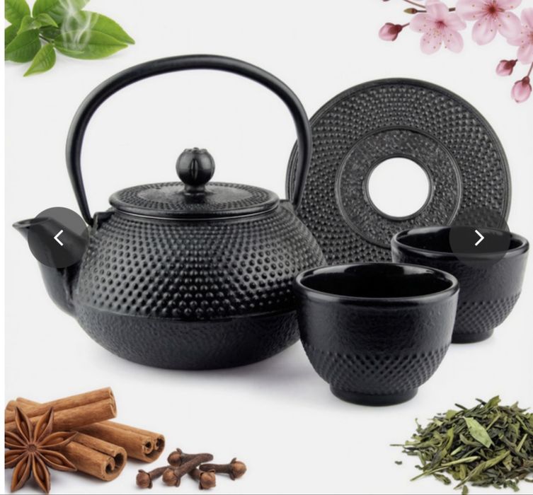 Sakura tea - czajnik żeliwny i 2 czarki / NOWE