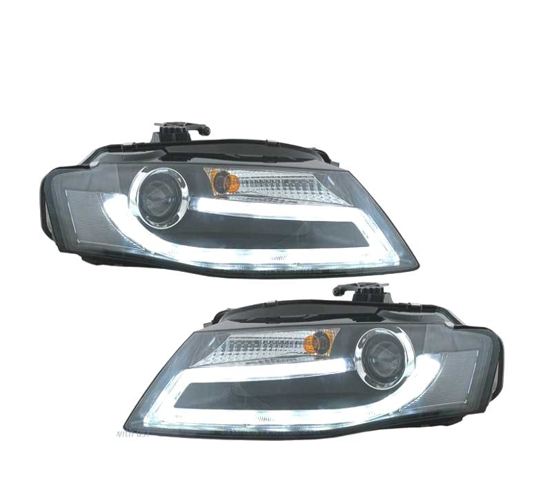 FARÓIS FRONTAIS AUDI A4 B8 07-11 LUZ DIURNA LED DRL FUNDO PRETO