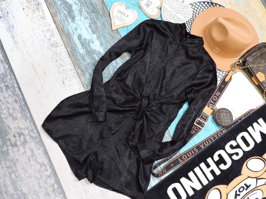 Topshop świetny kombinezon czarny wiązanie M