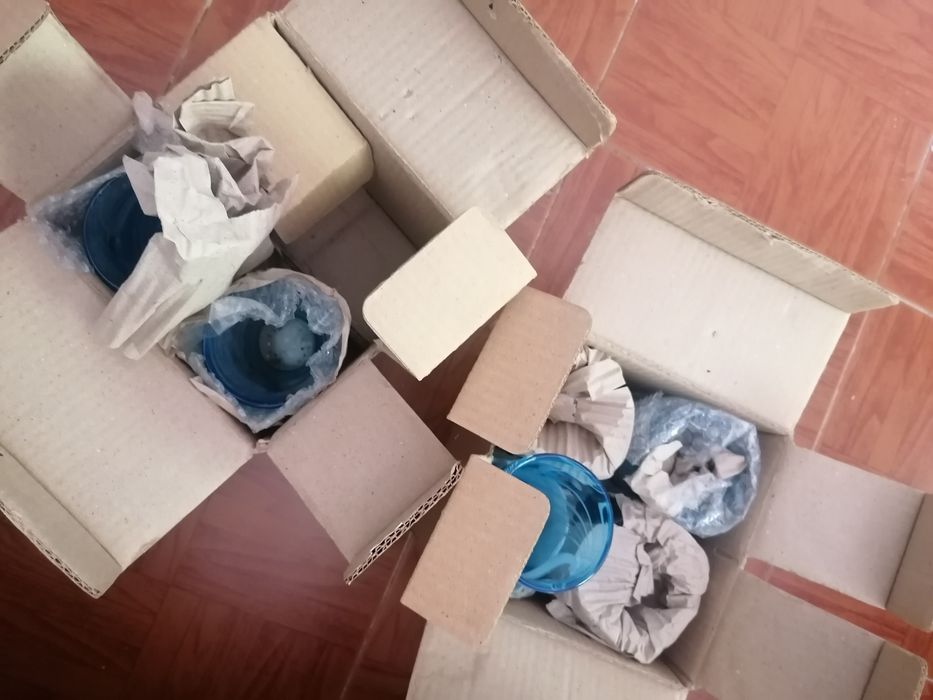 Conjunto Copos Azuis Loja Gato Preto