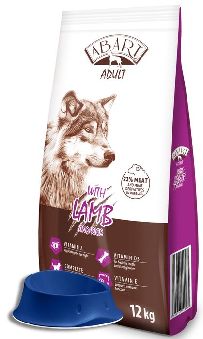 Abart sucha karma dla psa z jagnięciną 12kg GRATIS miska 650ml