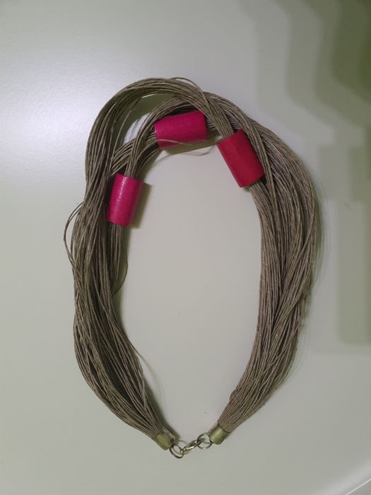 Naszyjnik sznurek plus drewno hand made nowy