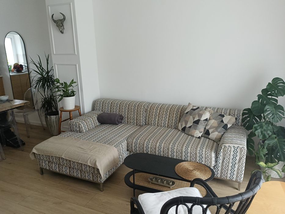 Sofa skórzana Ikea (narożnik) + pokrowiec Dekoria