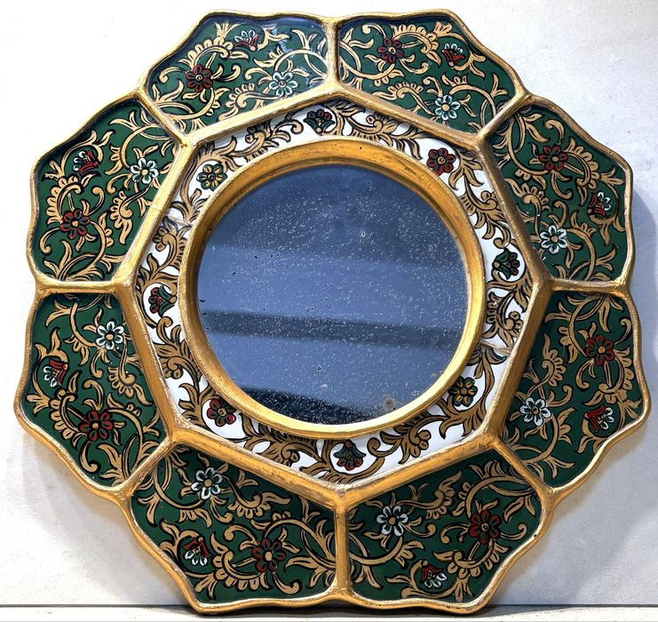 Lindissimo espelho peruano em vidro com pintura reversa - anos 1970